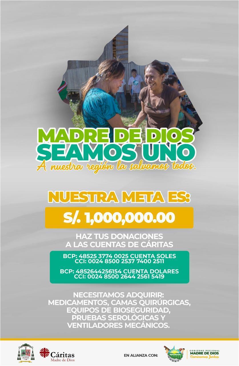 Cáritas inicia campaña solidaria para implementar de insumos médicos a Madre de Dios