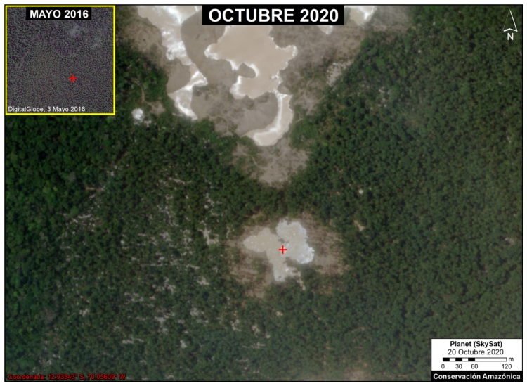 Expansión de una nueva área minera en el norte de La Pampa. Foto: Planet / MAAP.